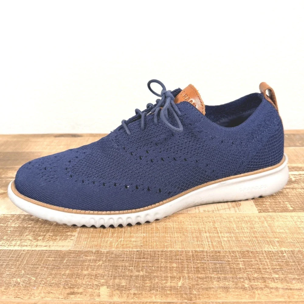 Cole Haan Zerogrand Stitchlite Oxford Shoes Mens 10M Navy Blue Wingtip C27569